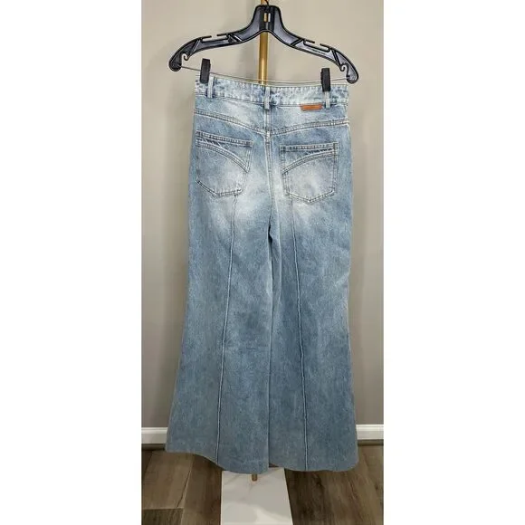 Zimmermann Wide-Leg Flared Jeans in Sea Foam Size 26 $595 - Picture 11 of 12